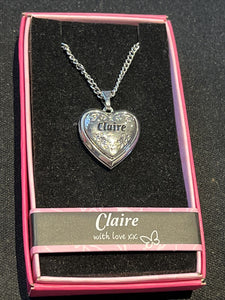 Heart Picture Locket With Love Necklace 16-18" Chain Claire