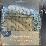Organza Favor Bags Blue Polka Dots 12ct