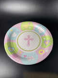 Amscan Sweet Christening Round Plates 7”  Pink 8Ct