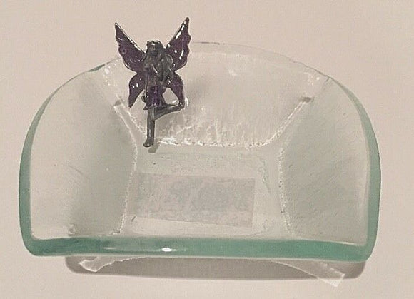 Glass Dish With Metal/Purple Angel 3.5