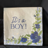 Baby In Bloom Sweet Baby Boy Lunch Napkins Paper 16 Per Pack 6 1/2" x 6 1/2"