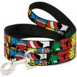 Buckle Down DOG LEASH - MARVEL SUPERHERO COMIC BLOCKS1" Wide 4'
