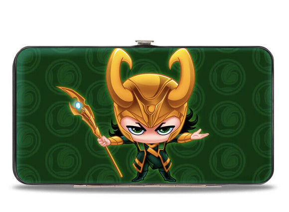 Buckle Down Marvel Chibi Thor Pose + Loki Logo Hinged Wallet