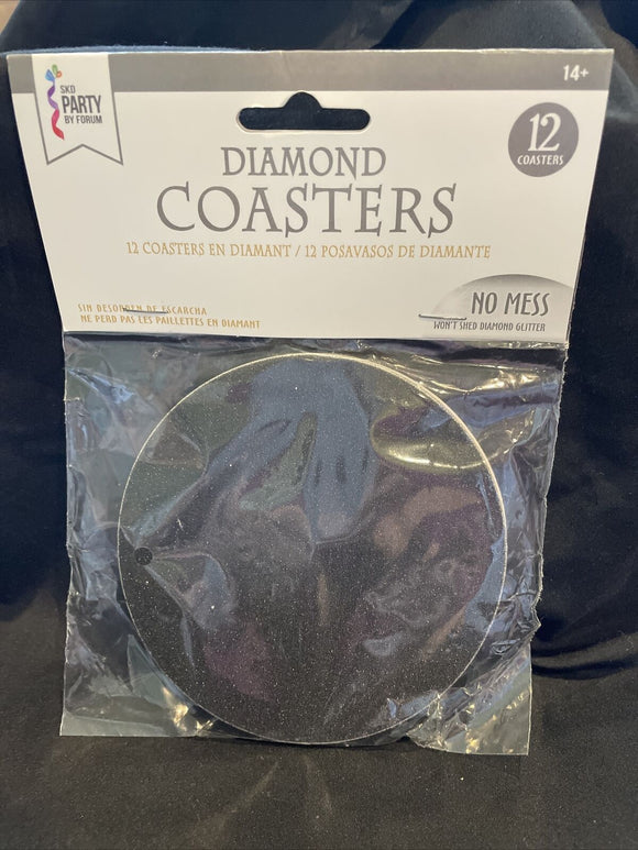 Black Diamond Round Paper Coasters – 12 Pieces per bag