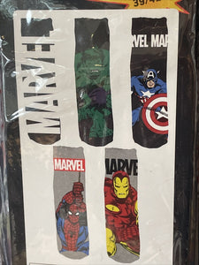 Marvel Assorted Heroes 5Pairs Mens Socks Size M