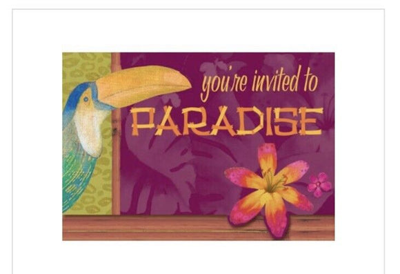 Amscan Tropical Jungle Folded Invite 8Ct