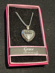 Heart Picture Locket With Love Necklace 16-18" Chain Grace