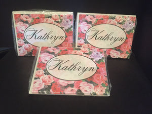Personalized Notecards "Kathryn" Roses 3 Packs NEW