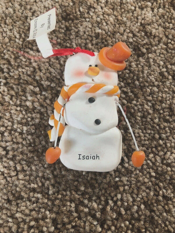 Isaiah Personalized Snowman Ornament Encore 2004 NEW