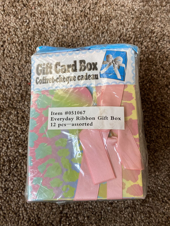 12 Pack Ribbon Gift Card Box Assorted Designs NEW