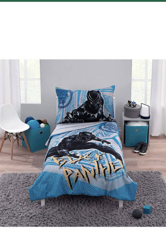 Marvel Black Panther - Twin Toddlers Bedding Sheet Set & Comforter Kids 4 Pcs