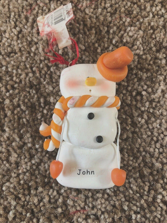 John Personalized Snowman Ornament Encore 2004 NEW