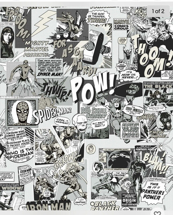 York Wallcoverings DI0946 Marvel Comics Pow! Wallpaper Black/White
