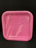 Unique Industries, Square Cake Paper Plates, 16 Pieces - Hot Pink