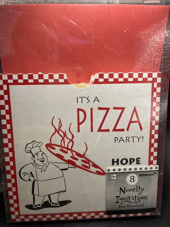 Its A Pizza Party Novelty Invitations And Envelopes Set Of 8 Amscan New