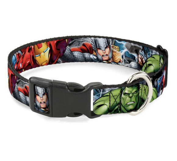 Buckle Down Plastic Clip Avengers 4 Superhero Pose 1” LargeDog Collar Adjustable WAV012