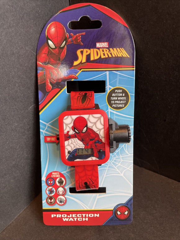 Spiderman Youth Projection Watch w/6 Pictures & LCD Time Display