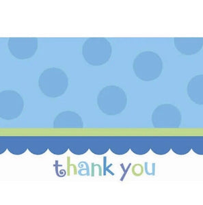 Sweet Little Cupcake Boy Blue Lil' Birthday Party Thank You Notes Cards