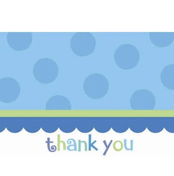 Sweet Little Cupcake Boy Blue Lil' Birthday Party Thank You Notes Cards