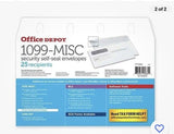 Office Depot 1099-MISC Double-Window 25 Recipient Security Self-Seal Envelopes