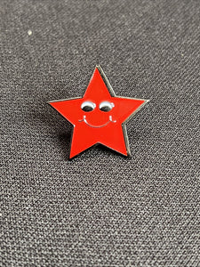 Red Star Lapel Pin with Smile