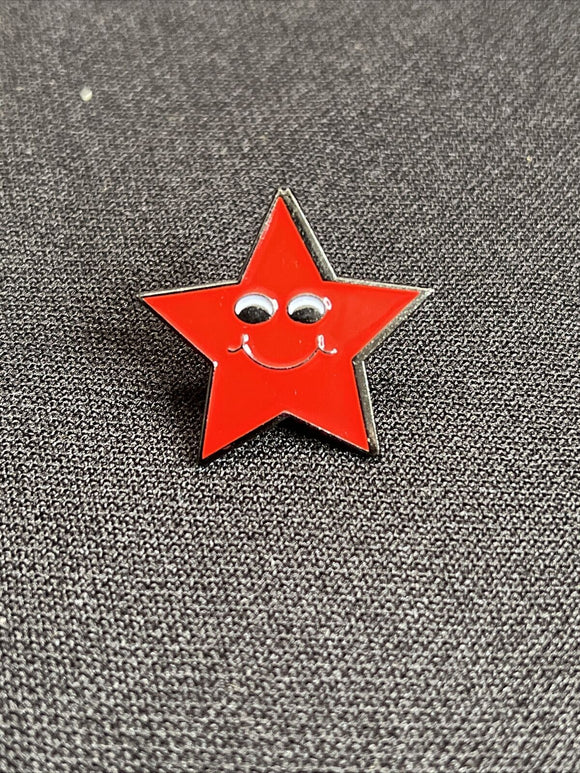 Red Star Lapel Pin with Smile