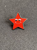 Red Star Lapel Pin with Smile