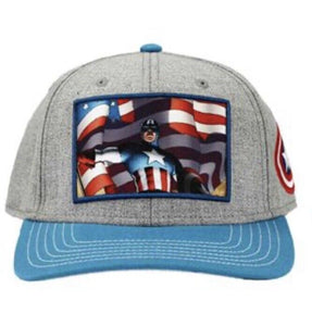 Bioworld Marvel Captain America Flag Patch Elite Flex Snapback Hat NEW