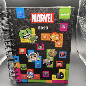 Marvel Heroes Chibi Spiral 2023 Daily Planner  In Spanish W/ Stickers