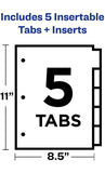 Avery 5-Tab Plastic Binder Dividers, Insertable Translucent Multicolor Big Tabs