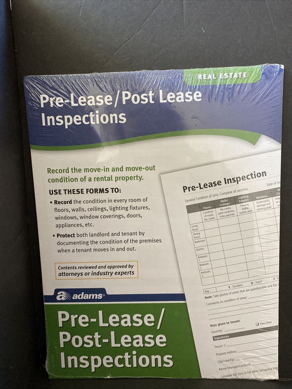 Adams Real Estate Pre-Lease/Post Lease Inspections - New, Sealed