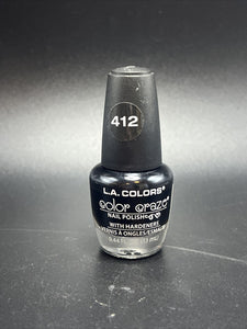 L.A. Color Craze Nail Polish Black with Hardeners Circuits NP412, 0.44 Fl.Oz