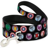 Dog Leash - 9-Avenger Icons Black/Multi Color- WAV065 4-feet