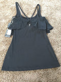 Studio By Capezio Lyla Black Ruffle Overlay Strapped Tank Top NWT