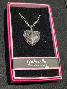 Heart Picture Locket With Love Necklace 16-18" Chain Gabriella