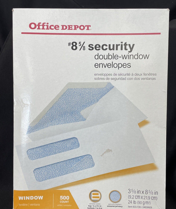 Office Depot Brand #8 Double-Window Envelopes, White, Gummed, 500-Pk