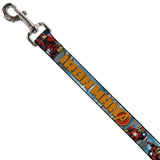 Buckle Down DOG LEASH - IRON MAN W/AVENGERS LOGO CITYSCAPE 1" Wide 4'
