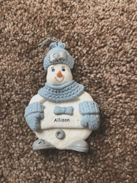 Snow Buddies Allison Personalized Snowman Ornament NEW