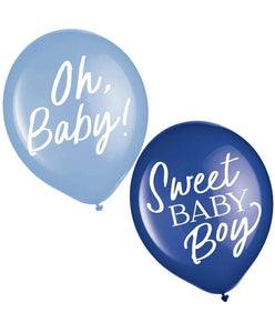 Baby In Bloom Sweet Baby Boy 12-inch Latex Balloons 15 Per Pack Boy Baby Shower