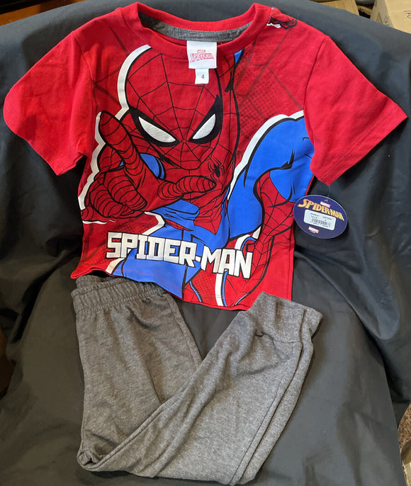 Marvel Spiderman 2pc Kids Set Tshirt & Jogger Pant Size 4