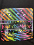 Neon Birthday Zebra Print Peace Party 7" Square Dessert Plates