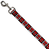 Buckle Down DOG LEASH - SPIDER-MAN FACE BLACK/WHITE BLOCKS  1" Wide 4'