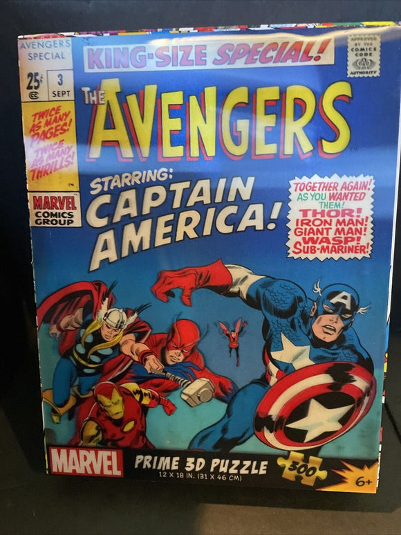 Avengers Comics Starring Captain America 3D 300 pc Puzzle  12”x18”