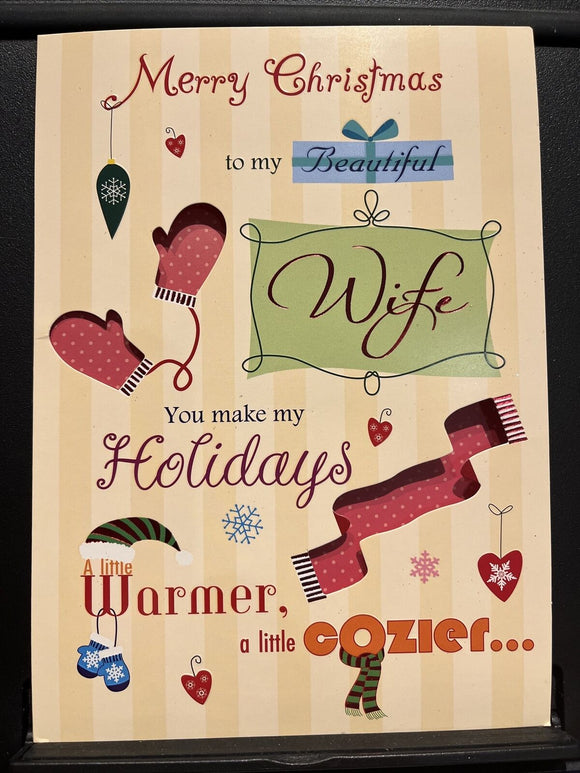 Merry Christmas to Wife Greeting Card w/Envelope