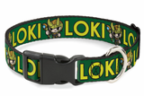 Buckle Down Dog Collar Plastic ClipKawaii LOKI  1" Large 15" - 26" WTH024