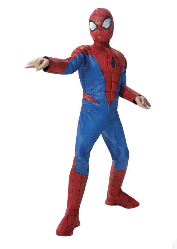 Jazwares Marvel Spider-Man Muscle Chest Jumpsuit & Mask Boy Med 8-10 Costume
