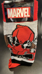 Marvel Deadpool Face Pose & Logo Socks Mens Sz 6-12