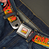 Marvel Comics Logo Seatbelt Belt - THOR THE MIGHTY Action Pose WTH017 24"-38"