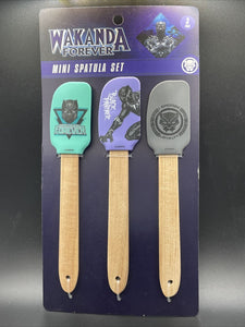 NEW - Marvel BLACK PANTHER WAKANDA FOREVER 3 Pack Silicone 8" Mini Spatula Set