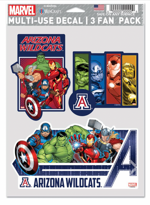 Arizona Wildcats Marvel Multi-Use Decal 3 Fan Pack